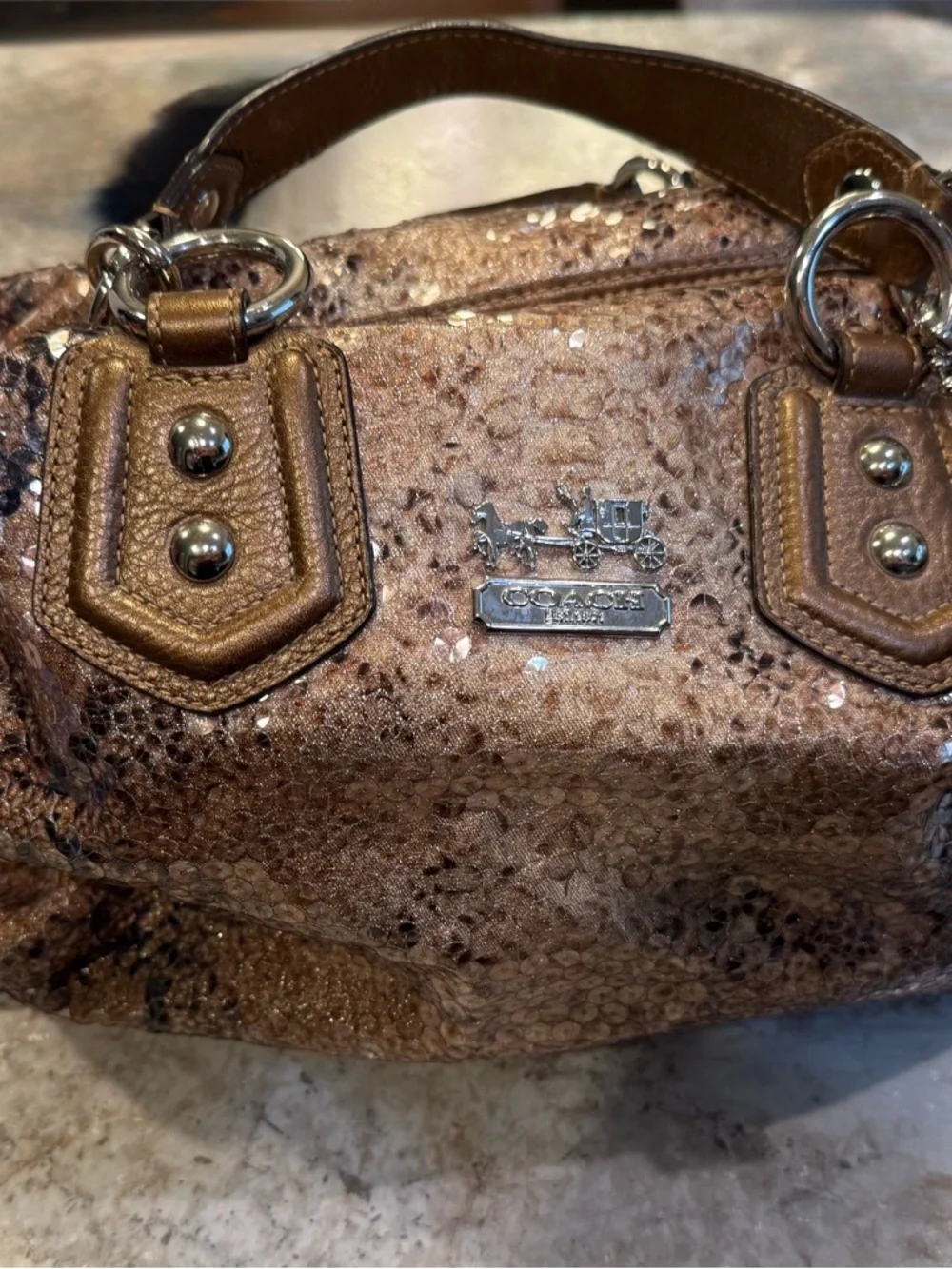 Coach Bronze Sequin Satchel